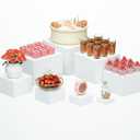 8 Pcs White Acrylic Boxes for Display as Buffet Risers and Stands, Food Risers for Party, Table, Stands, including 10", 9", 8", 7", 6", 5", 4", 3" (Large, 8Pcs, White)