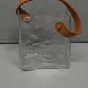 Noamus Glass Purse Vase for Flowers, Unique Bag Vases with Leather Handle, Decorative Wrinkle Handbag Shape Vase, Handmade Clear Fish Bowl for Centerpieces, Home Office Garden Wedding, Farmhouse Decor