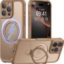 MOCCA Design for iPhone 16 Pro Max Case with Magnetic Invisible Stand [Full Camera Protection] [Compatible with Magsafe] Military Drop Shockproof Translucent Matte Phone Case Cover 6.9",Brown