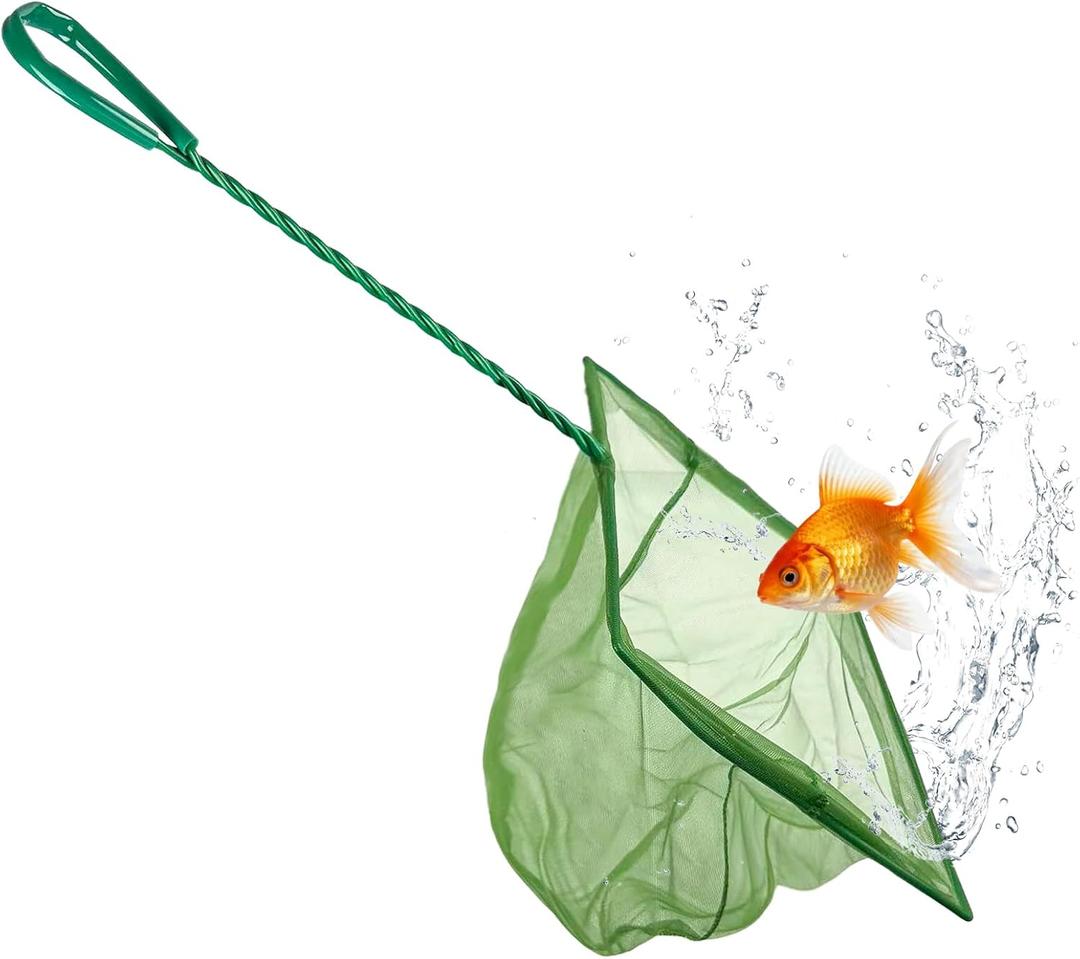 Goldfish Net,Super Large 10 Inch Mesh with Baided Metal Handle,Goldfish Net for Fish Tank Sludge Food Residue Wastes Skimming Cleaning,Green