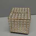 Sumnacon Crystal Square Tissue Box Cover - Sparkling Glass Cube Tissue Box Holder, Decorative Facial Tissue Holder for Bedroom Bathroom Vanity Dresser Night Stand Table Office Home Decor, Gold