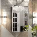 Keonjinn Chrome Medicine Cabinet Mirror 16 x 24 Inch, Recessed Medicine Cabinet for Bathroom, Elegant Stainless Steel Framed, Adjustable Shelves, in Wall or Surface Mount, Soft Closing, Modern Style