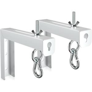 Universal Projector Screen Wall Mount L-Brackets Hanging Ceiling Mount, 6 inch Adjustable Extension with Hook for Home Projector and Movie Screens, Hold up to 66 lbs, White PRL003W