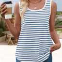 ZESICA Women's Summer Casual Striped Tank Top Sleeveless Scoop Neck Loose Fit Color Block Tops 2026 Fashion Clothes,Blue,X-Large