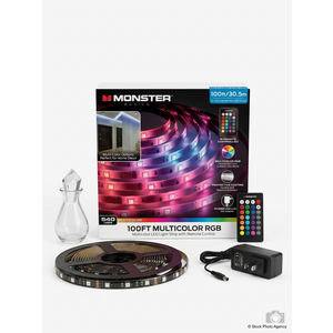 Monster Basics 100ft Multicolor RGB LED Light Strip w Remote 540 LEDs