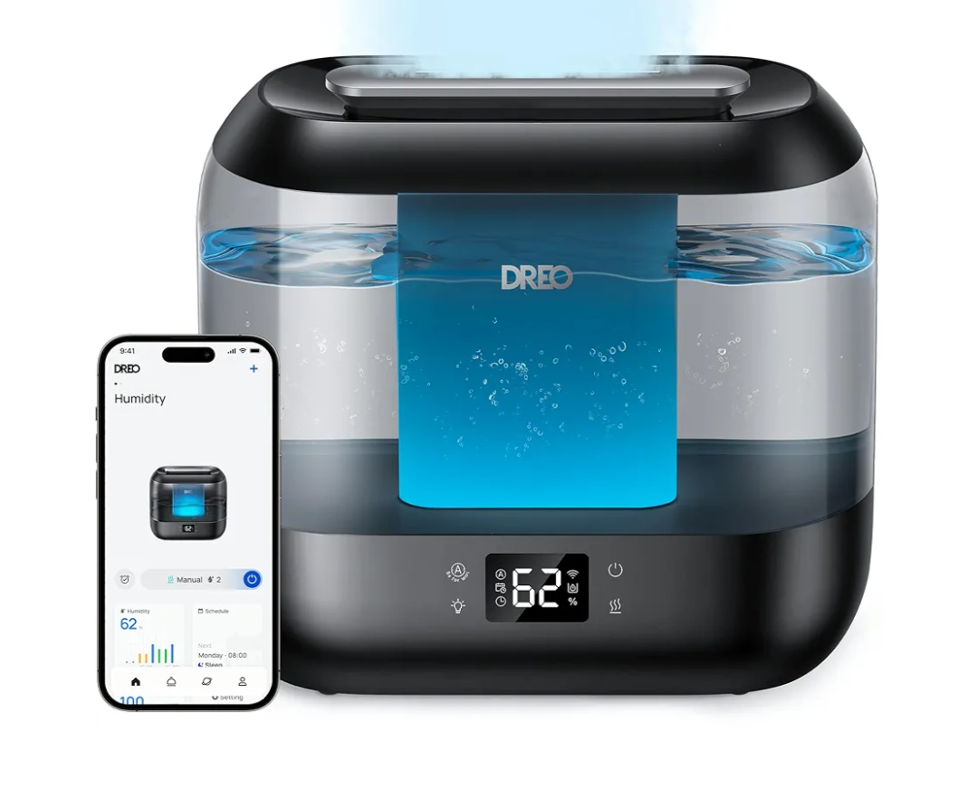 Dreo Smart Humidifiers for Bedroom, Top Fill 4L Supersized Cool Mist Humidifier with Nightlight, 36H Runtime, Touch/APP/Voice Control, 28 dB Quiet Ultrasonic Humidifiers for Large Room, Baby, Plants