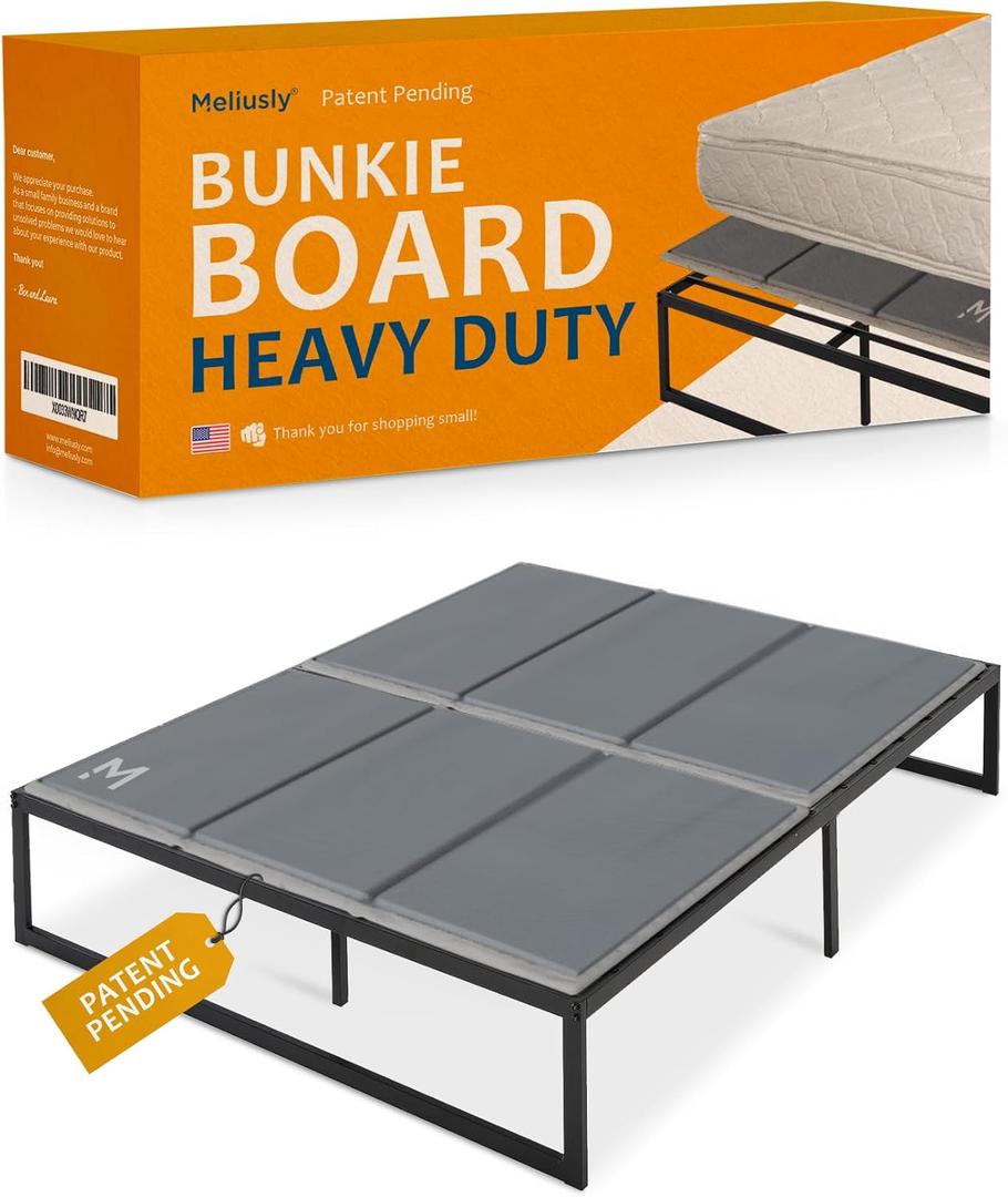 Meliusly Heavy Duty 10mm Bunkie Board Queen Size (60x80'') Patent Pending Low Profile Bed Board Design - Breathable, Noise Minimizing, Moisture Resistant Bunkieboards, Low Profile Bed Support