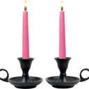 Rely+ Candle Holders with Handle for Taper Candlestick Set of 2 Modern Decor for Home Table Centerpiece for Wedding Parties Dinners Decorations (Black Matte Metal)