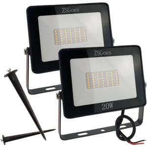 2 Pack 20W Watt Warm White LED Flood Light Outdoor Waterproof IP65, Wall Floodlight Security Landscape Light, Home, Square, Yard, Garage, Street, Pathway, Low Voltage 12V 24V 36V 48V 60V AC DC