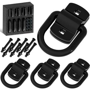 1/2" D Ring Tie Down Anchors Heavy Duty Bolt-On Forged D Ring, 12000Lbs Break Strength Tie Down Anchors Hooks for Trailers, Vans, Trucks, Rvs and Cargo Tie Downs with Screws & Bolts (4PCS)