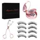 CENNYO Magnetic Eyelashes, Reusable Magnetic Eyelashes with Applicator No Glue, Easy to Wear, 3D Natural Look Magnetic Lashes without Eyeliner, Pink