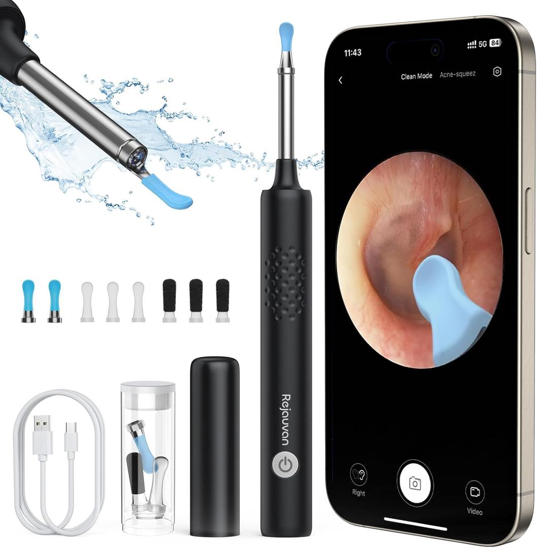 Ear Wax Removal, Ear Cleaner with Camera, Wireless Intelligent Visual Ear Picker, Earwax Removal Tool, 1080P HD Otoscope with 6 LED Lights, Ear Cleaner for iOS & Android (Black)