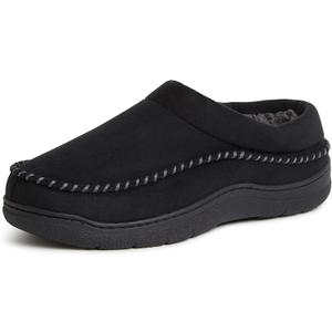 Dearfoams Men's Thompson Memory Foam Indoor/Outdoor Clog Slipper (11-12, Black)