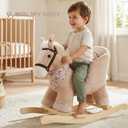 Rock My Baby Rocking Horse, Baby Animal Rocking Horse with Seat, Ride on Horse, Plush Rocking Horse with Realistic Sound, Wooden Rocking Horses Ages 1-3 (Caramel Color Horse), CPC Certified, Small