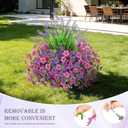 INQCMY Artificial Flowers for Outdoors Spring Summe 14 Bunches UV Resistant Silk Fake Plants Outside Indoor Lavender Ferns for Home Decor Patio Garden Back Yard Front Porch (Double Purple+Lavender)