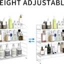 BOIVSHI Bathroom Countertop Organizer, 3-Tier Bathroom Counter Organizer, 8-Levels Height Adjustable, Bathroom Organizer for Kitchen, Livingroom, Office Storage, Metal White
