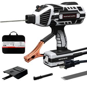 Welding Machine Handheld 110V 120Amp Portable ARC Welder Gun Hand Held Welder Machine with Digital Display IGBT Inverter 6 Variable Current Adjustment for 1/16''-1/8'' Welding Rods (Grey)