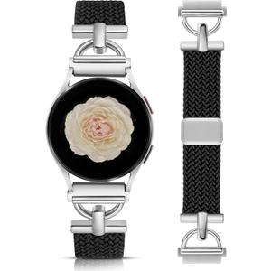 Wearlizer Braided Magnetic Band Compatible with Samsung Galaxy Watch 7 6 5 4 FE Active 2 40mm 44mm/Watch 6 4 Classic 43mm 47mm 42mm 46mm/Watch 5 Pro 45mm Bands,20mm Stretchy Elastic Nylon Strap Women