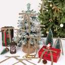 2 x 30 Pcs Velvet Bows for Christmas Tree, 5 x 7 Inch Vintage Rustic Christmas Ribbon Bows Ornaments for Tree Garland Wreath Gifts Outdoor Indoor Xmas Home Decorations(3/8'' Wide + 5/8'' Wide) (Khaki)