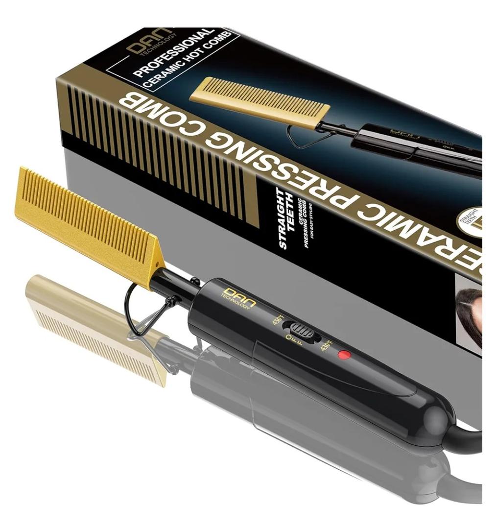DAN Technology Small Ceramic Hot Comb for Lace Front Wigs - Dual Voltage, Fast Heating Straightener for Black Hair and Wigs