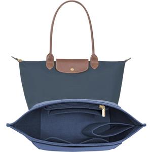 LOUKAYCCI Felt Purse Organizer Insert for Longchamp Le Pliage L Handbag Insert (Dark Blue, Large)