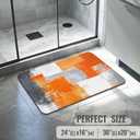 Orange and Gray Abstract Art Painting Bathroom Rugs Mat Non Slip Super Absorbent Stain Resistant Quick Dry Thin Bathroom Rug-Bath Mats for Bathroom Floor Bathtub,16"x24"