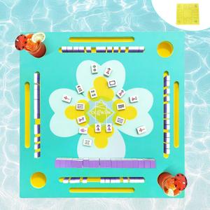 Floating Mahjong Table for Pool, Double-Sided Water Game Tray with Mahjong & Poker Card Playing Surfaces for Poker, Card, Dominoes, Board Games and Summer Pool Party Supplies