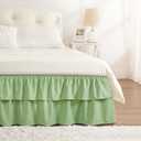 RIMELA Ruffle Bed Skirt Light Green Queen 18 Inch Drop, Elastic Wrap Around Bed Skirting Queen Size, Easy to Install Dust Ruffle, Machine Washable Soft Fabric, Multi Ruffle Bedskirt