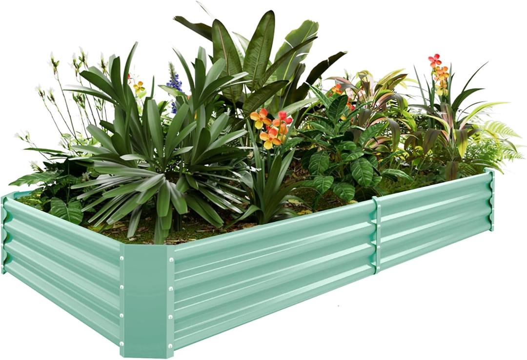 Land Guard 841ft Galvanized Metal Raised Garden Bed, Metal Planter Kit Box Outdoor for Deep-Rooted Vegetables, Flowers, Green and Herbs (Lime Green)
