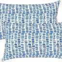 LVTXIII Set of 2 Patio Lumbar Pillows, 12”x20” Fade Resistant Outdoor Lumbar Pillow with Inners, Fluffy Decorative Garden Lumbar Cushions for Home Patio Coach Sofa Use, Pebble Blue