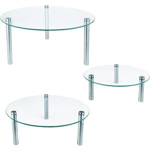 3 Pcs Round Tempered Glass Cake Stands Set 8 10 13 Inch Cupcake Display Stand Plate for Dessert Table Serving Platter