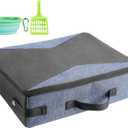 HiCaptain Portable Travel Litter Box, Foldable Cat Litter Box with Lid and Handle Standard Lightweight Collapsible Litter Carrier for Cat Travel(M,Black/Blue)