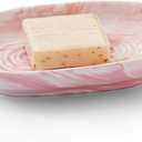 Handcrafted Fancy Ceramic Soap Dish, Decorative Soap Holder with Unique Marble Textures, Multi-Purpose Soap Bar Holder for Bathroom & Kitchen, Non-Slip & Waterproof (Pink Texture)