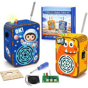 STEM Toys for Kids Ages 5-12, DIY Walkie Talkie Building Kit for Outdoor Play, Science Kits for Kids 8-10 8-12, Educational Engineering Toys for Home, School Projects, and Camp Activities