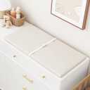 YACODAVO Wipeable Baby Changing Pad for Dresser and Table, Cozy Diaper Changing Pad with Waterproof & Wipe-Clean Leather Cover, Standard Size (31.5" L x 15.8" W), Off-White