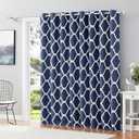 Melodieux Moroccan Wide Curtain Room Darkening Blackout Drape for Patio Sliding Glass Door Extra Wide Window, 100" W x 84" L, Navy Blue (1 Panel) 