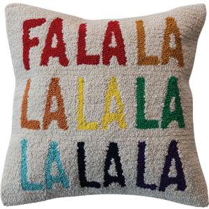 Creative Co-Op Square Cotton Tufted Pillow FALALALALALALALALA, Multicolor