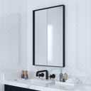 VocalStar Black Metal Framed Bathroom Mirror for Wall, 18 x 26 Inch Square Corner Rectangle Black Bathroom Vanity Mirror Modern Farmhouse, 1/4-inch Shatterproof Glass | Ultra-Flush Hanging