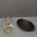 11" x 7.5" Ceramic Oval Casserole Dish with Glass Lid and rack, 40 OZ Serving Soup Tureen,Chafing Dish for Buffet, Family Food preserve Tray, Catering Casserole for Party Style, Black