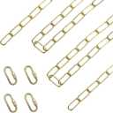 ECUDIS 20 Feet Pendant Light Fixture Chain, Lighting Hanging Chain Extension with Connection Locks, Lighting Chain Replacement for Chandelier, Plants, Fruit Basket (Brass)