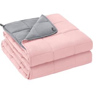 yescool Weighted Blanket for Adults (12 lbs, 48" x 72", Pink Grey) Cooling Heavy Blanket for Sleeping Perfect for 110-130 lbs, Twin Size Breathable Blanket with Premium Glass Bead, Machine Washable