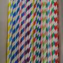 GUSTO [200 Pack] Striped Paper Drinking Straws Sturdy & Non-Soggy 100% Biodegradable, Food-Safe Ink, and Multi-Layered for Long-Lasting Use Vibrant Assorted Colors (Formerly Comfy Package)