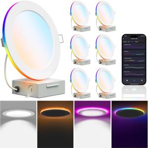 12W Smart Recessed Downlights 6 Inch, RGBCW Wi-Fi LED Retrofit Light, Compatible with Alexa/Google Assistant, Sync to Music Mode & Multiple DIY Scene Mode with Junction Box, 6 Pack 12W Smart Recessed Downlights 6 Inch, RGBCW Wi-Fi LED Retrofit Light, Compatible with Alexa/Google Assistant, Sync to Music Mode & Multiple DIY Scene Mode with Junction Box, 6 Pack