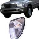 Left Corner Light Indicator Lamps Turn Signal Lamp Compatible with Toyota Land Cruiser FJ100 LC100 1998-2005 Chrome W/Bulbs Replace 81520-60360
