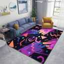 Retro Vintage 80s or 90s Fashion Style Abstract Pattern Area Rugs - Non Slip Soft Door Mat for Living Room Home Indoor Outdoor Runner Rugs (3'11" x 5'3" (Rectangular))