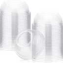 LemonRoad 50 Packs 98 mm Dome Lids Wide Hole Plastic Cold Cup Lids Disposable Clear Dome Cap for 16-24 oz Plastic Cups