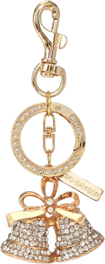 2 x Rhinestone Bag Charm Keychain for Women, Purse & Handbag Accessory