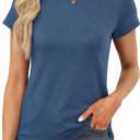 Memorose Womens Short Sleeve Tops Summer T Shirts Round Neck Causal Fashion Basic Tee (XX-Large, Blue01)