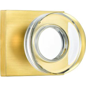 Coolnews Gold Glass Door Knobs with Lock - Satin Brass Modern Crystal Interior for Bedroom and Bathroom (Privacy)