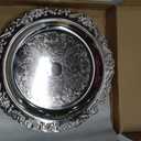 4 Pcs Silver Serving Tray 10-Inch Elegant Vintage Floral Round Metal Plate Silver Platter for Buffet Wedding Party Jewelry Decorative